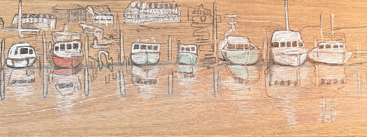 Harbor Reflections captures the serene charm of Block IslandÕs waterfront